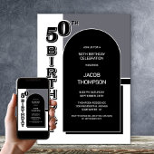 Invitation Fête Black Arch 50e anniversaire moderne
