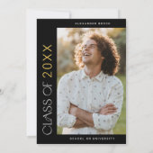 Invitation Fete Black Gold moderne Il L'A Fait Photo Graduati (Dos)