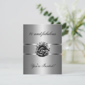 Invitation fête Black Grey Fleur Incroyable 40 ans (Debout devant)