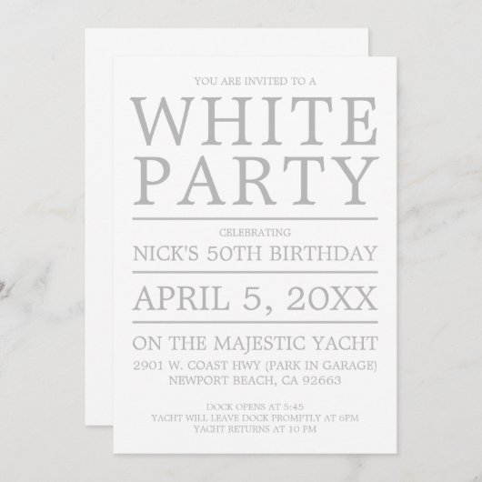 Invitation Fête Blanche (Devant / Derrière)