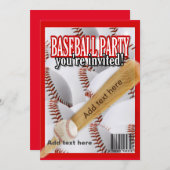 Invitation Fête blanche et rouge du Baseball (Devant / Derrière)