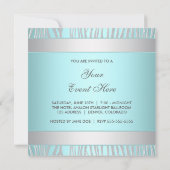 Invitation Fête Bleu Turquoise Argent (Dos)