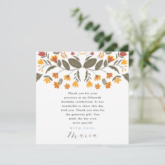 Invitation Fête bleue colorée 15e anniversaire Merci (Debout devant)