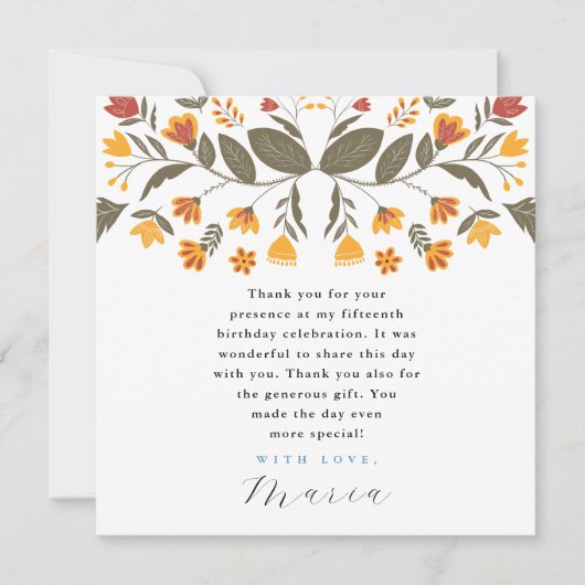 Invitation Fête bleue colorée 15e anniversaire Merci (Devant)