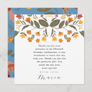 Invitation Fête bleue colorée 15e anniversaire Merci