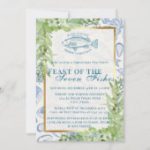 Invitation Fête bleue moderne des 7 Poissons fête de Noël (Devant)