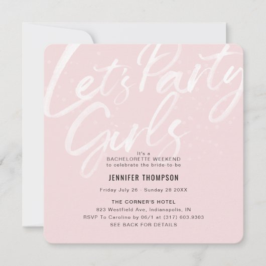 Invitation Fête Blush Bachelorette Party (Devant)