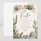 Invitation Fête Bohème cactus , fleurs Baby shower mariage (Devant / Derrière)