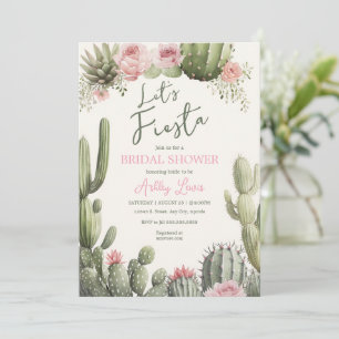 Invitation Fête Bohème cactus , fleurs Baby shower mariage