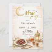 Invitation Fête Boho Beige de l'Iftar de Ramadan (Devant)