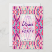 Invitation Fête Boho Chic Boissons Dîner Rose Violet Aqua (Devant)