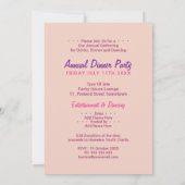 Invitation Fête Boho Chic Boissons Dîner Rose Violet Aqua (Dos)