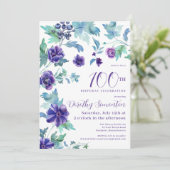 Invitation Fête botanique de couleur violet foncé 100e annive (Debout devant)