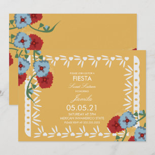 Invitation Fête botanique Papel Picado Sweet 16 Mexicaine