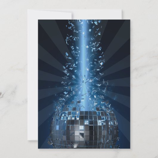 Invitation Fête boule disco bleu cool (Dos)