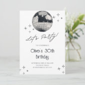 Invitation Fête boule disco noir et blanc (Debout devant)