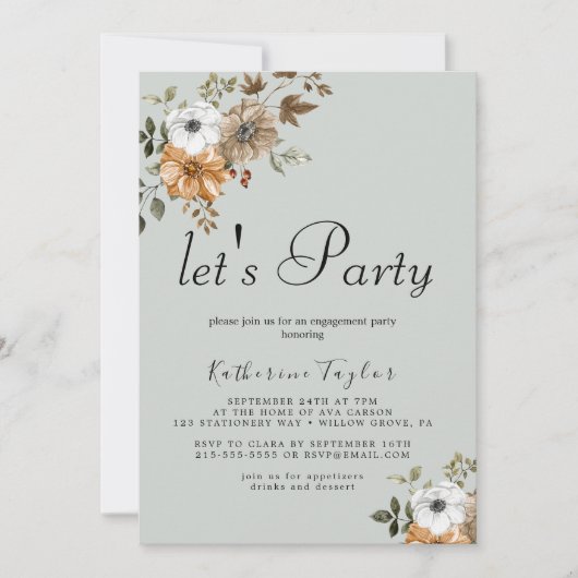Invitation Fête Bouquet Floral Rustique (Devant)