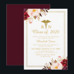Invitation Fête bourguignonne de graduation en sciences infir<br><div class="desc">Un design floral élégant pour votre célébration de diplôme en sciences infirmières. Ce invitation présente des fleurs d'aquarelle et un dos bordeaux. Le texte et les couleurs peuvent être personnalisés.</div>