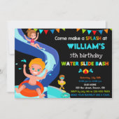 Invitation Fête Boy Pool pour anniversaire de toboggan (Devant)