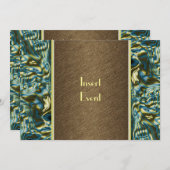 Invitation Fête Brown de l'or vert (Devant / Derrière)