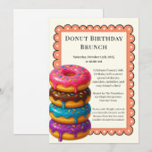 Invitation Fête Brunch Anniversaire | Pancakes & Donuts (Devant / Derrière)