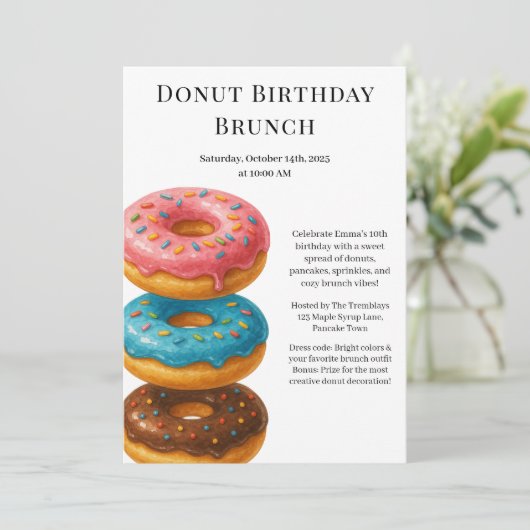 Invitation Fête Brunch Anniversaire | Pancakes & Donuts (Debout devant)