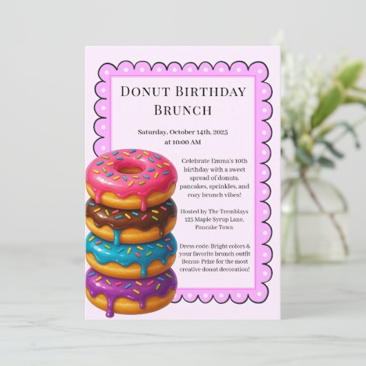 Invitation Fête Brunch Anniversaire | Pancakes & Donuts (Debout devant)