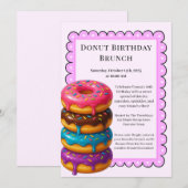 Invitation Fête Brunch Anniversaire | Pancakes & Donuts (Devant / Derrière)