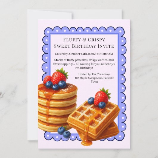 Invitation Fête Brunch Anniversaire | Pancakes & gaufres (Devant)