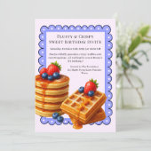 Invitation Fête Brunch Anniversaire | Pancakes & gaufres (Debout devant)