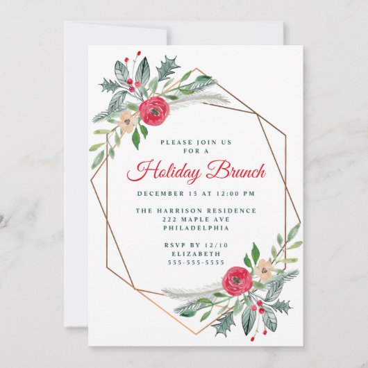 Invitation Fête Brunch verdure Watercolor (Devant)