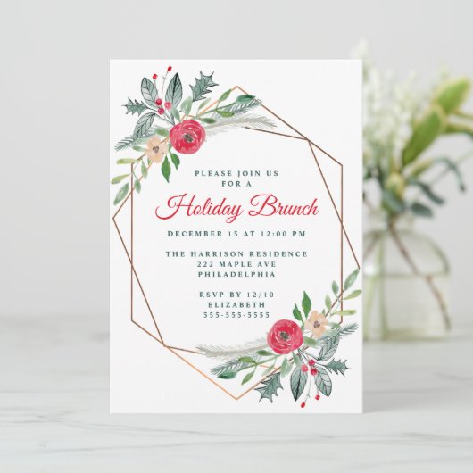 Invitation Fête Brunch verdure Watercolor (Debout devant)