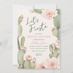 Invitation Fête Cactus Bohème Réception de Mariage Fleurs ros