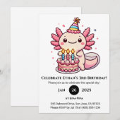 Invitation Fête Cake Axolotl Anniversaire (Devant / Derrière)