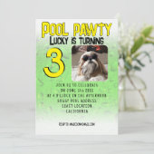 Invitation Fête canine à la piscine avec photo personnalisée  (Debout devant)