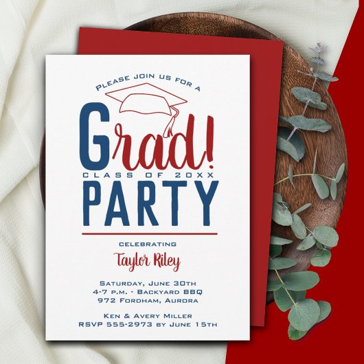 Invitation Fête Cardinal et Marine Graduation