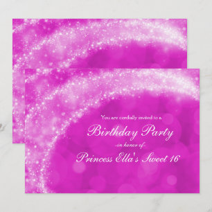 Invitation Fête Cendrillon scintillement rose et blanc pour t