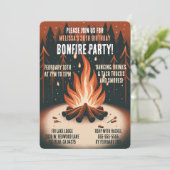 Invitation Fête chaleureuse au coin du feu en forêt (Debout devant)