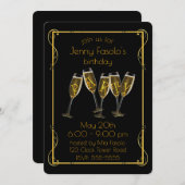 Invitation Fête Champagne Art Déco (Devant / Derrière)