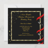 Invitation Fête Champagne Red Gold Black Party (Dos)
