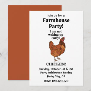 Invitation Fête champêtre de l'amoureux du poulet drôle