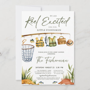 Invitation Fête champêtre pour bébé pêcheur à la ligne 