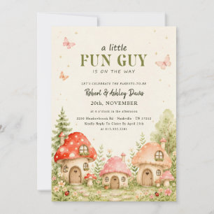 Invitation Fête Champignon Papillon Baby Shower
