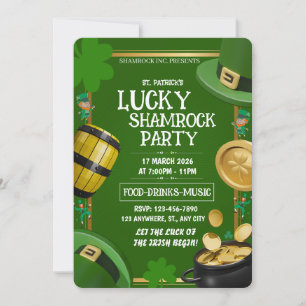 Invitation Fête Chanceuse Shamrock Saint-Patrick Personnalisa