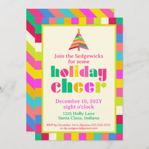 Invitation Fête Cheval Bright Moderne Rainbow Stripes Party