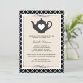 Invitation Fête Chic Black Tan Teapot Fête de l'mariée Tea Pa (Debout devant)