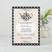 Invitation Fête Chic Black Tan Teapot Fête de l'mariée Tea Pa (Debout devant)