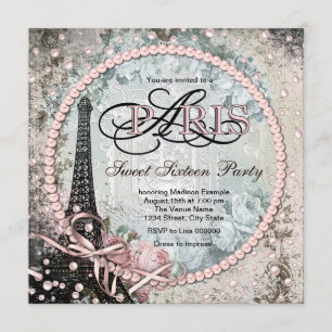 Invitation Fête chic Paris Sweet 16