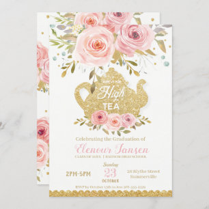 Invitation Fête Chic Pink Blush Floral High Tea Party