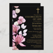 Invitation Fête Chrétienne Rose Florale De La Vie Funéraire (Devant / Derrière)